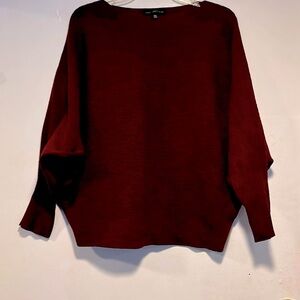 Joan Vass,burgundy, warm, Batwing, versatile sweater. In excellent condition.